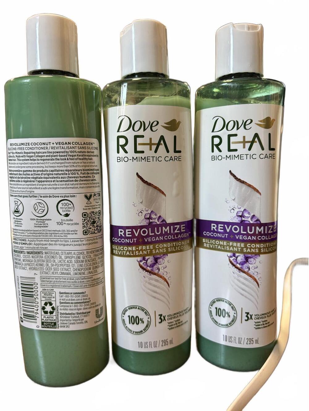 3x Dove RE+AL Bio-Mimetic Care Revolumize Conditioner 10 oz NEW